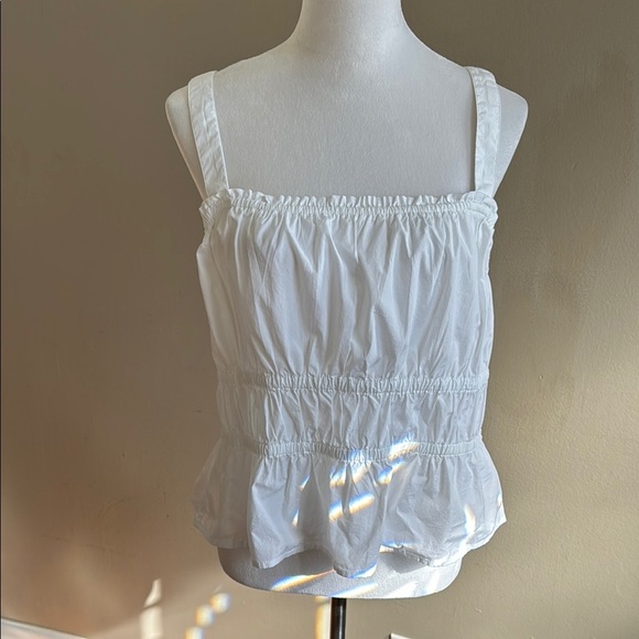 Madewell White Poplin Sophia Peplum Summer Casual Tank Top Blouse Size XL - Picture 8 of 16